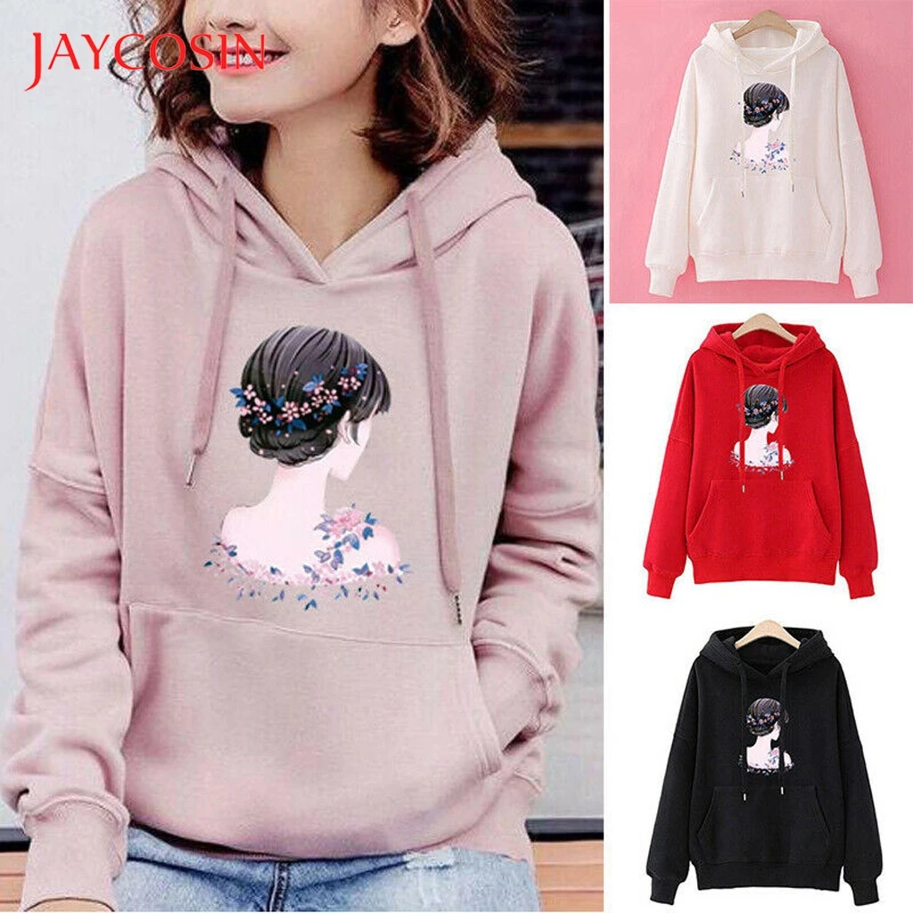 

Jaycosin hoodies sweatshirt Women Long Sleeve oversize hoodie korean Pockets Pullover Cropped Sweatershirts laides tops 88