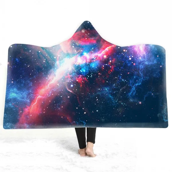 Color-12 Одеяло из микрофибры, 3D принт, галактика, космос, Вселенная, флис, шерпа, одеяло для подростков, носимое, с капюшоном, пледы, теплое одеяло - Цвет: Color-12