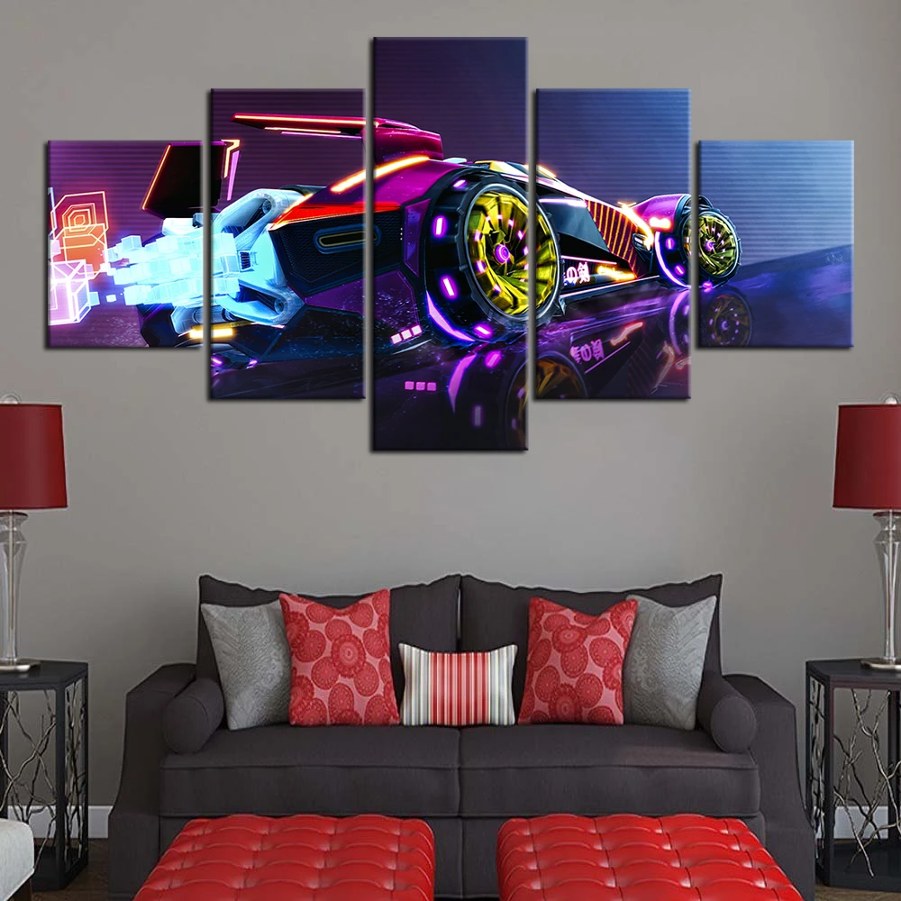 5 Pieces Rocket League Video Game Poster Oil Painting Canvas Painting