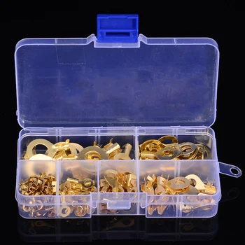 

150pcs Crimp Terminals Non-Insulated Ring Cable Brass Terminals Assortment Kit Cable Wire Connector Crimp Spade M3-M10