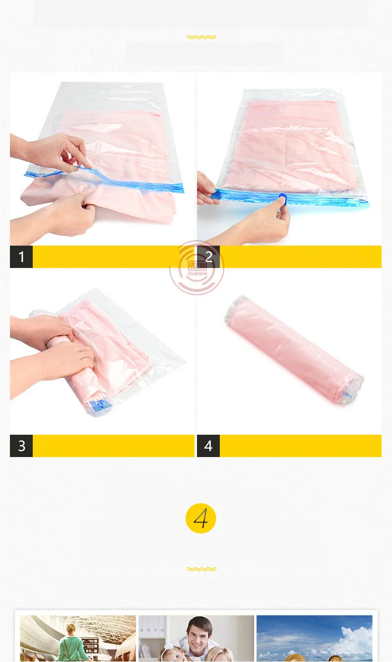 Ручная роликовая компрессионная вакуумная сумка для хранения домашней прозрачной границы складной органайзер для одежды уплотнение для