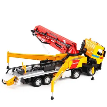 

1:50 Alloy Model Car Truck Acousto-Optic Concrete Pump Truck Adult Metal Ornaments Children'S Christmas New Year Gift Toys,Yello