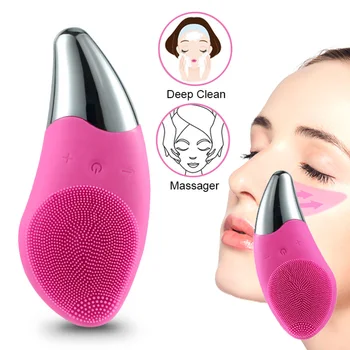 

Face Cleansing Brush Electric Deep Pore Facial Cleansing Beauty Eye Massage Silicone Vibration Cleaner Waterproof Cleansing Tool