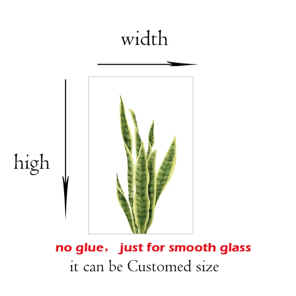Window Privacy Film Vinyl Glass Sticker Non-Adhesives Window Clings Static Cling Window decor Decal Cactus Plants GS024 2020GS020-13