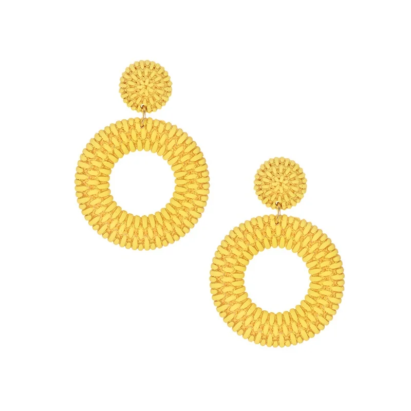 Винтажные хрустальные Висячие серьги для женщин модные свадебные вечерние богемные дизайнерские серьги рождественские ювелирные изделия оптом - Окраска металла: round yellow