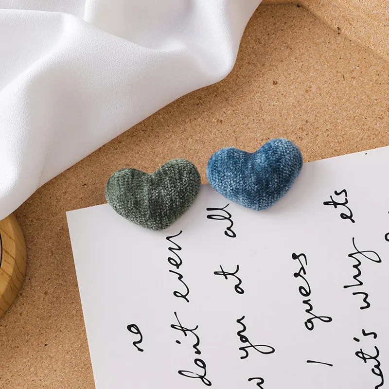 Корейские милые Осенние плюшевые серьги-гвоздики карамельных цветов, милые Квадратные серьги для девушек, милые серьги с темпераментом, букле d oreille femme - Окраска металла: D blue green (love)