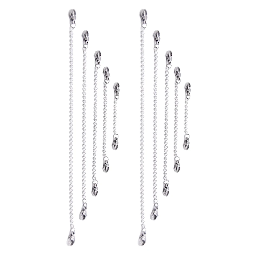10PCS Chain Extender with Lobster Clasp for Necklace Bracelet Anklet for Jewelry Making Accessories, 5 Sizes