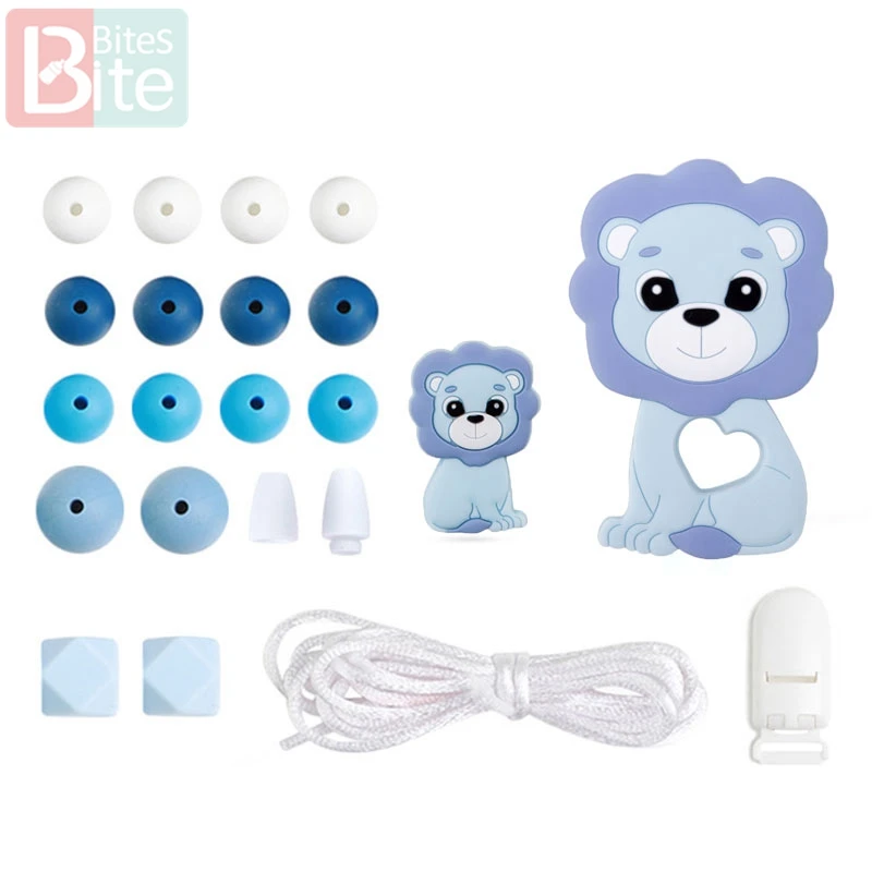 Blue Lion Кусачки 1 Набор DIY Детский силиконовый Прорезыватель для зубов бисер Прорезыватель грызунов кулон в виде ежа DIY ожерелье Младенцы зуб для детей продукт - Цвет: Blue Lion
