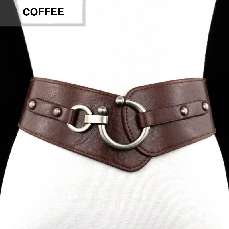 coffee cummerbunds Большой размер, женский ремень, широкий корсет, большие ремни для женщин, искусственная кожа, дизайнерская, cinturon mujer, Западная Талия, платье, пояс - Цвет: coffee cummerbunds