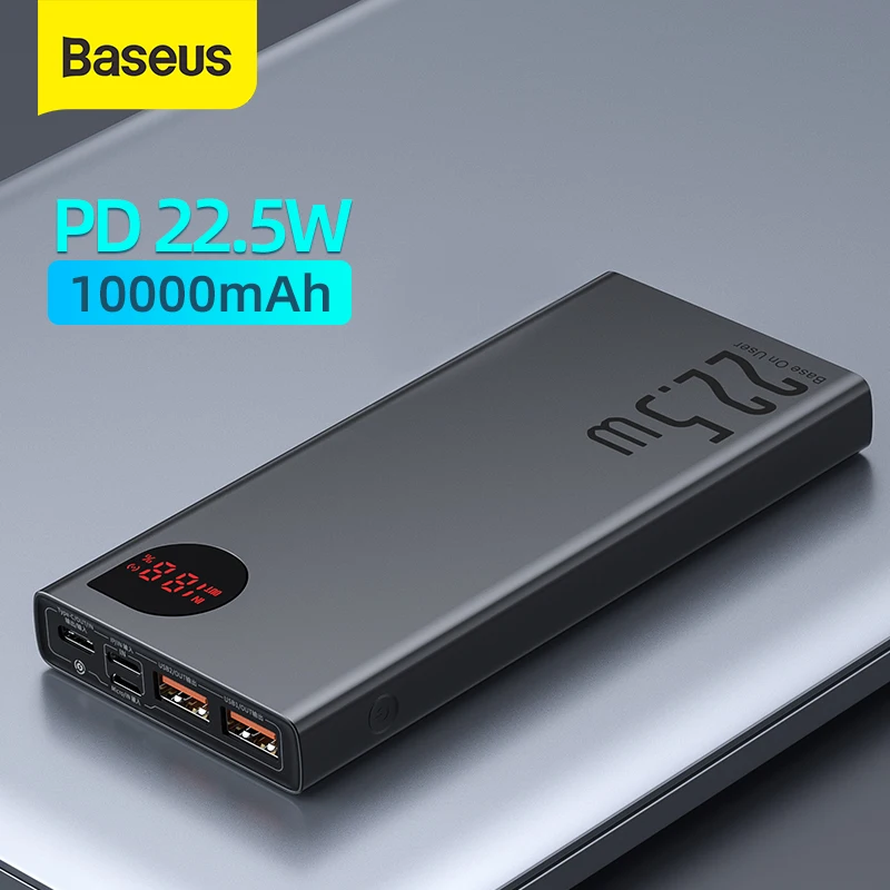 Baseus Power Bank 10000mAh with 20W PD Fast Charging Powerbank Portable Battery Charger PoverBank For iPhone 12Pro Xiaomi Huawei
