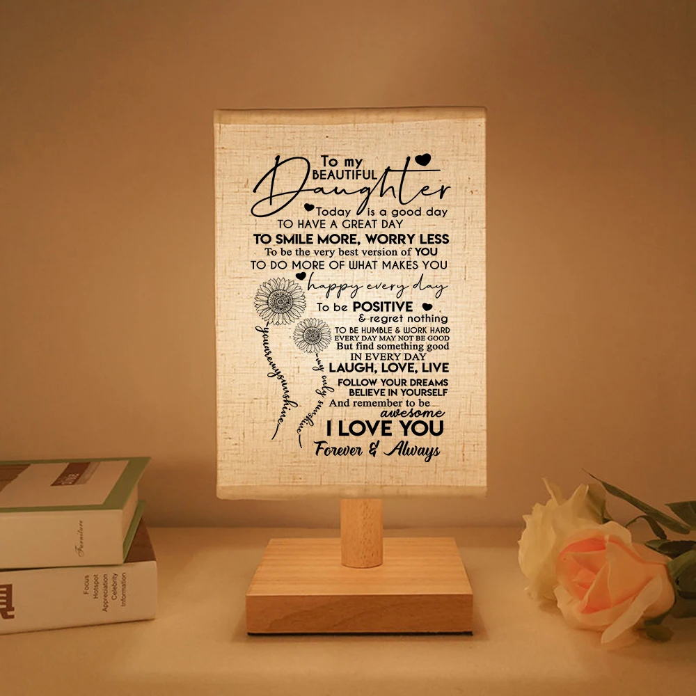 

Best Gift To My Beautiful Daughter Square LED Booklamp Bedside Lamp
