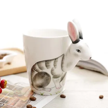 

Cartoon Coffee Mugs 3D Animal Heat-resistant Milk Mugs Ceramic Large Capacity Hand-painted Tea Coffee Cup Table Decor Supplies