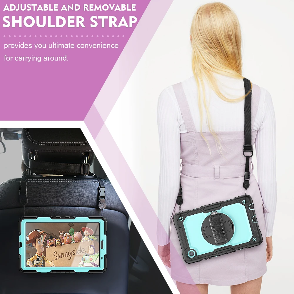 360 Rotating Bracket Hand Strap Cover Funda Case For Samsung Galaxy Tab A7 Lite 8.7 T220 T225 SM-T220 Shockproof Tablet #S