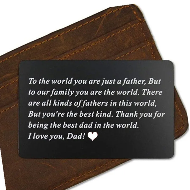 Tarjeta de inserción de cartera de nota de amor grabada para papá, día del padre/cumpleaños/regalo de Navidad para papá