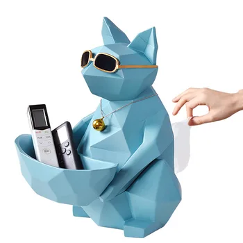 

[Funny] European Ceramic Crafts 2 in 1 cat Tissue box storage box Candy box Home Decoration model statue Ornaments cat figure