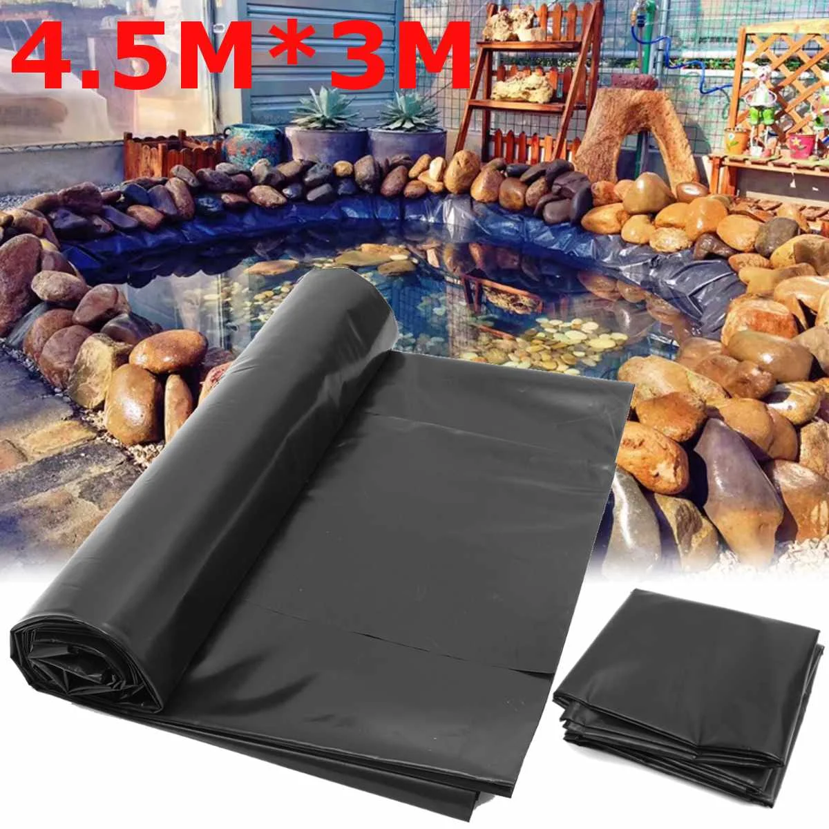 

4.5X3M Fish Pond Liner Cloth Home Garden Pool Reinforced HDPE Heavy Landscaping Pool Pond Waterproof Liner Cloth Black