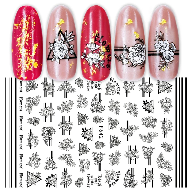 1PC Heart Love Design 3D Nail Sticker English Letter stickers Face Pattern Trasnfer Sliders Valentine's Day Nail Art Decoration 3d-F642