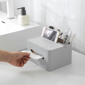 

Tissue Box Holder Rectangle Multifunction Pen Pencil Remote Control Tissue Box Cover Holder SNO88