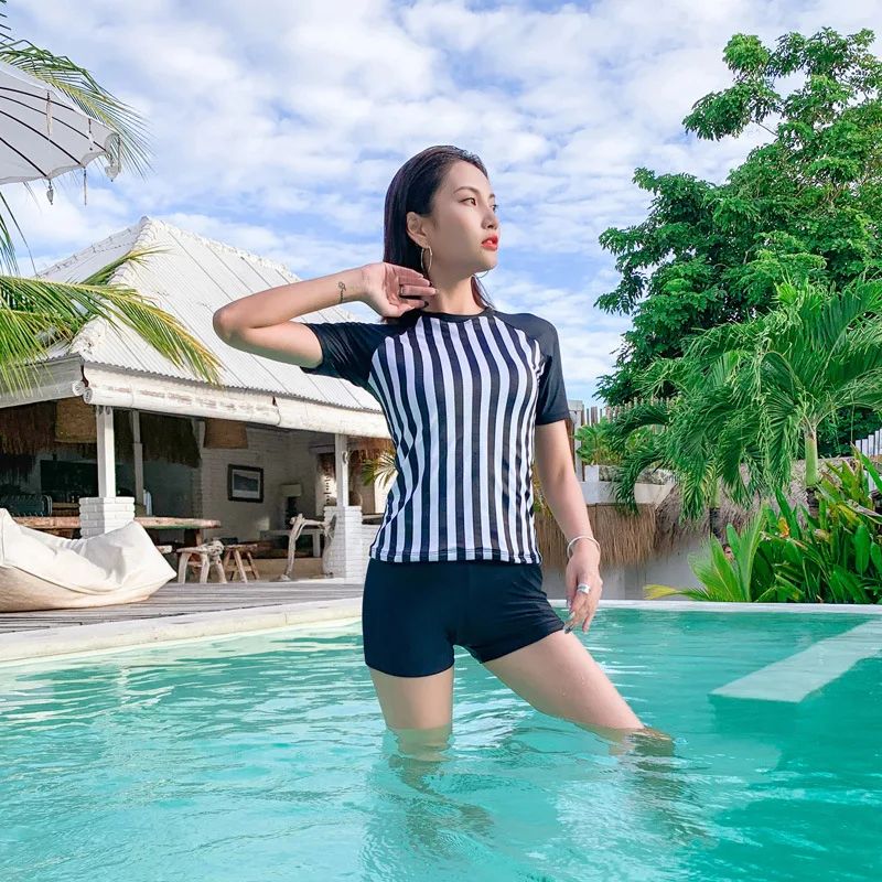 

Korea Swimwear Plus Size Rash Guard Swimsuit Female Swimdress High Waisted Bathing Suits Women's Women 2019 New Sports Unified