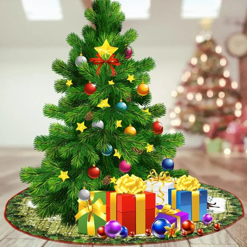 Нетканая Рождественская елка юбка фартуки круглый ковер Санта-Клаус Печать Рождественская елка юбки Рождественская елка ковер для украшения дома