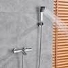Chrome Telephone Type Wall-Mounted Thermostatic Shower Faucet Set Bathroom Faucet Hot And Cold Bathroom Tap Mixed Valve Bathtub 4