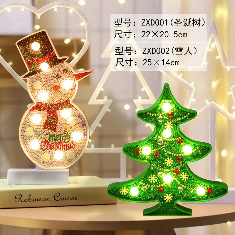 

2019 New DIY LED Diamond Painting Night Light Christmas Tree Snowman Cross Stitch Embroidery Special Shape Wedding Decoration
