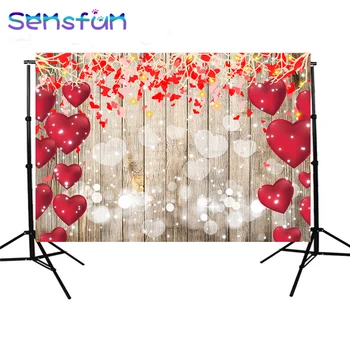 

Sxy1865 Custom heart Wooden Valentines Backdrops 14 de febrero Party Decor Photophone Backdrop Photozone 7x5ft