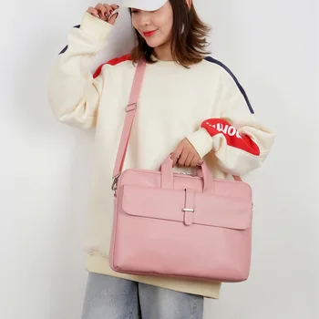 

2020 new portable pu computer bag briefcase female lady notebook bag