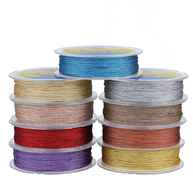 MOQ=1PC Cords 0.8mm DIY Jewelry Componen Beads Light Colors Golden Silver Rope/Cord/String/Thread Non-Fading Polyester Macrame