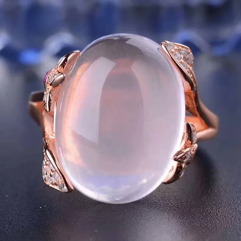 Кольцо из серебра 925 пробы с розовым кварцем 12 х16 мм|ring 12|ring fashionring solid |