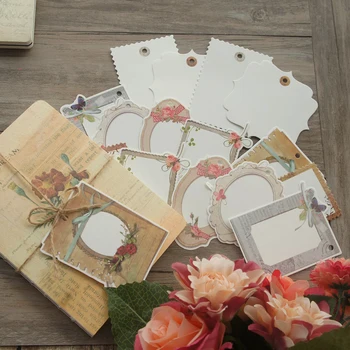 

Big Size16pcs Paper Tags Rose Flower Mirror Frame Style Packaging Party Gift Decoration Scrapbooking Craft Paper DIY