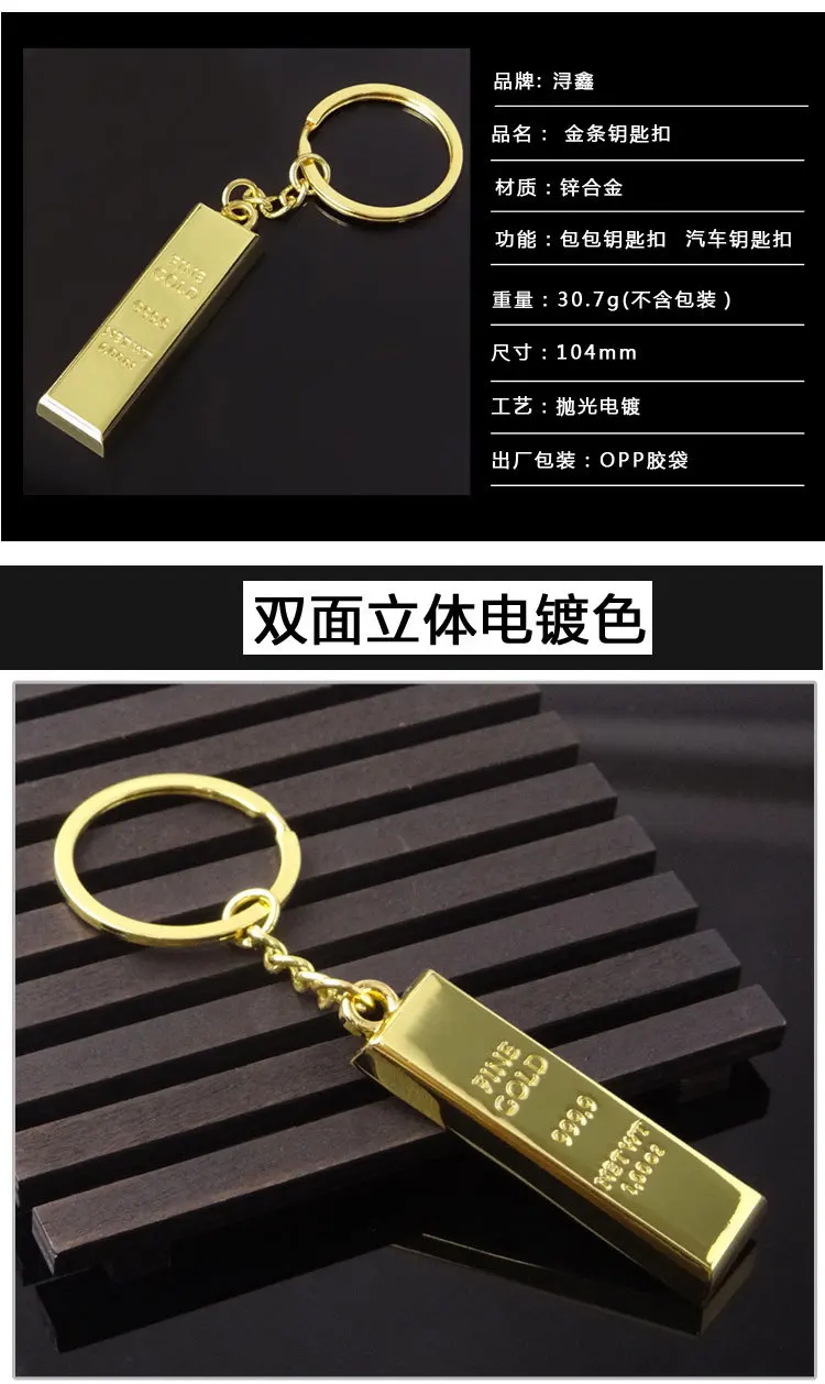 Alloy Gold BRICS Gold Bars Keychain Jewelry Bank Small Gifts Manufacturers Wholesale Creative Stereo Small Pendant