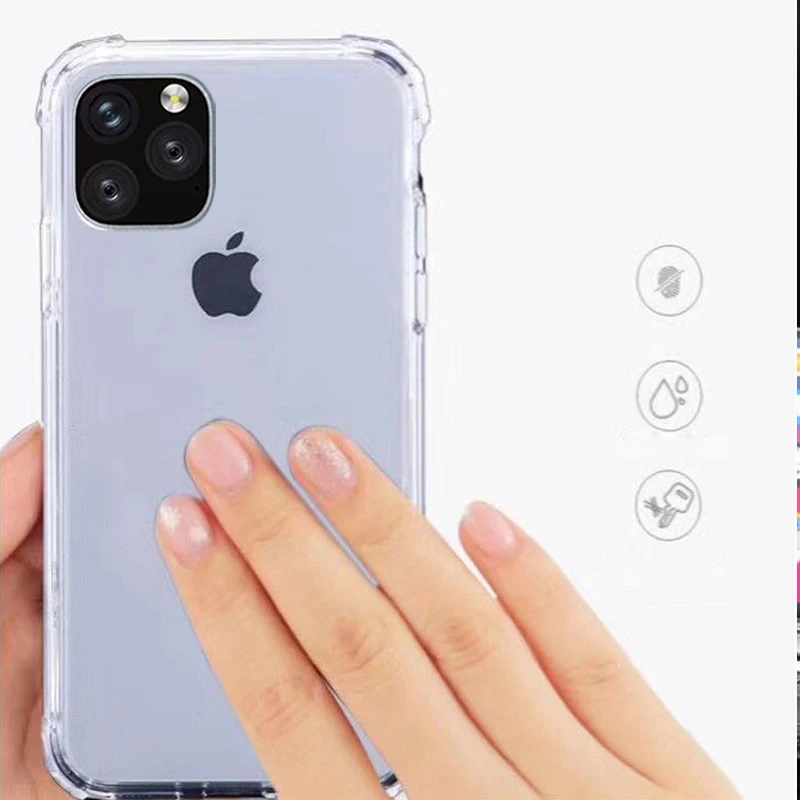 Защитный чехол для iPhone 11 Pro Max, четырехугловой усиленный прозрачный силиконовый чехол для iPhone XS XR 6 6S 7 8 Plus, чехол
