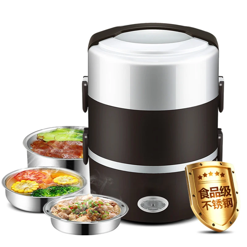

3 Layers Portable Electric Lunch Box for 1-2 People Office Home Multi Cooker Mini Rice Cooker Reheat