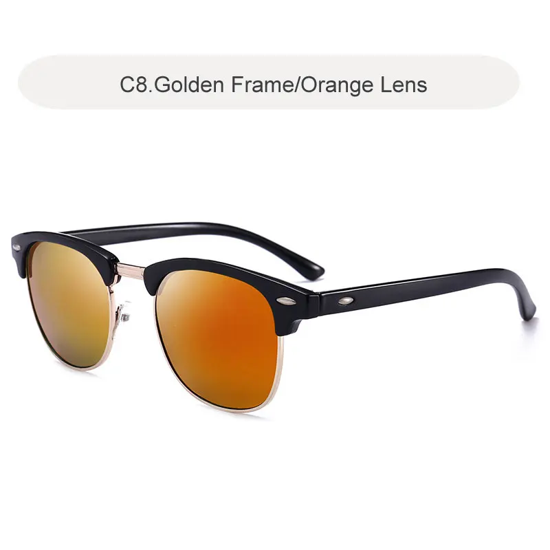 C8 Golden-Orange Винтажные Поляризованные солнцезащитные очки для мужчин и женщин классические брендовые дизайнерские солнцезащитные очки для мужчин ретро зеркальные очки для водителя Oculos UV400 - Цвет линз: C8 Golden-Orange
