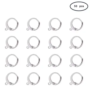 

50 Pcs 304 Stainless Steel Lever Back Earring Hooks Earwire with Open Loop