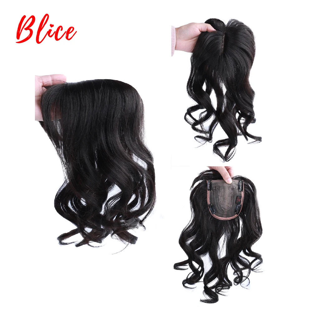 Blice For Women Synthetic Curly Hair Extensions Toppers With Bangs Clips In Hairpiece Natural Black Hairline Wig 16Inch | Шиньоны и