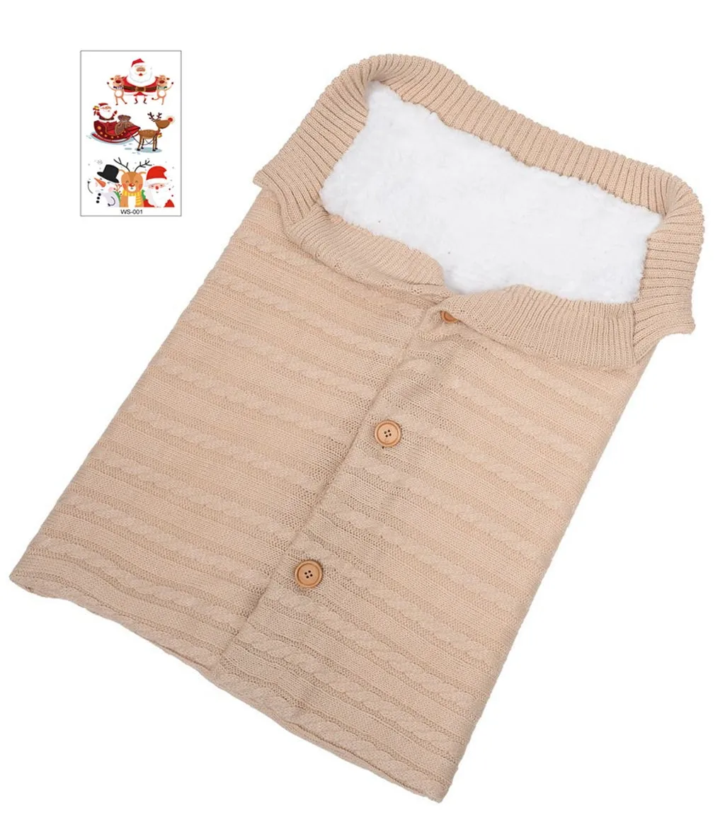 Beige Одеяло-пеленка для новорожденных; вязаное крючком зимнее теплое Пеленальное Одеяло; спальный мешок; одеяло; s - Цвет: Beige
