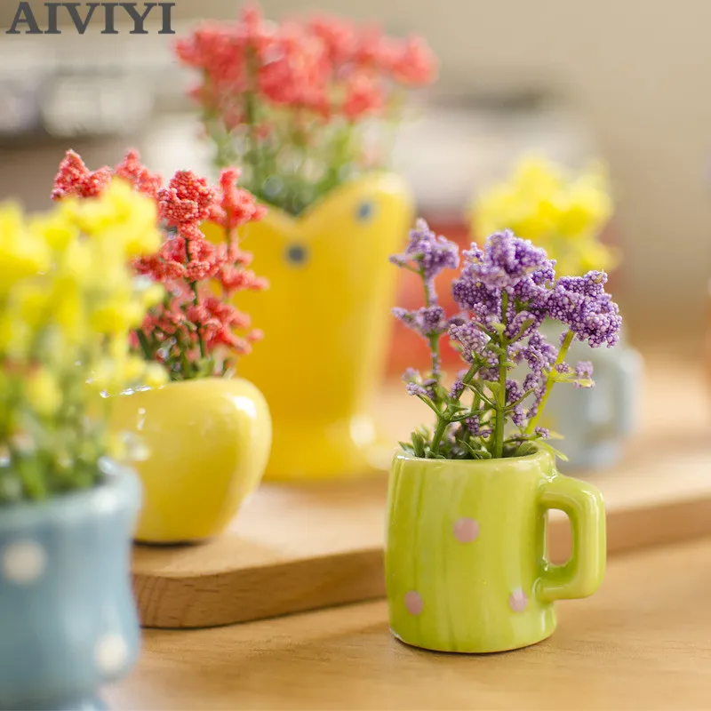 

Mini artificial plant pot artificial foam flower plant bonsai set fake vase decoration flower home balcony DIY decoration
