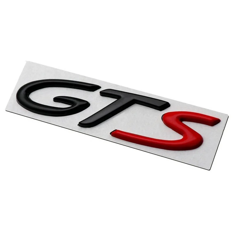 1X Car Rear Trunk Black Red Gts 3D Letter Emblem Sticker Per 911 Cayenne Cayman