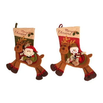 

2 Piece Set Christmas Socks Gift Bag Christmas Decoration Christmas Riding Deer Socks Gift Candy Socks