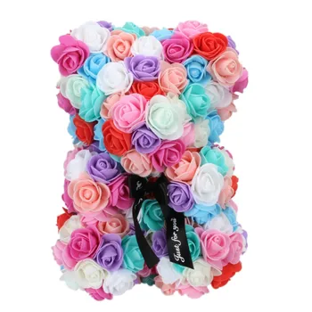 

DropShipping Teddy Bear 25cm Rose Bear Heart Artificial Flower Rose For Women Valentine's Wedding Birthday Christmas Gifts