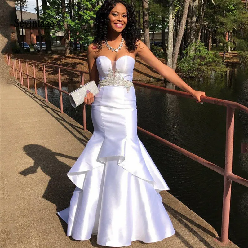 White mermaid evening dress Clearance