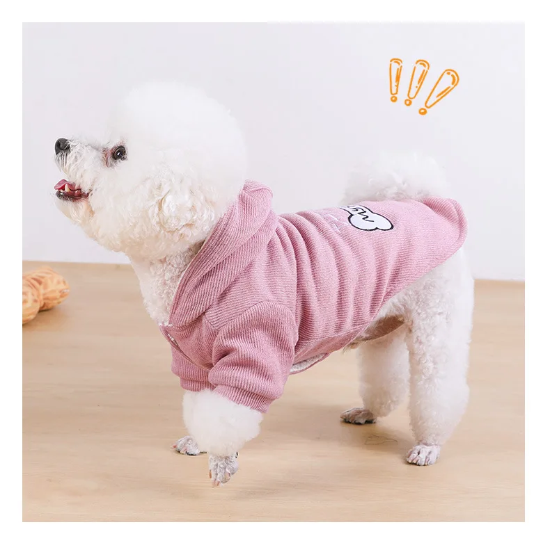 Новая одежда собака осень/зима толстый теплый шерстяной свитер пальто Модный милый кот два фута с шапочкой стеганая Одежда для домашних животных