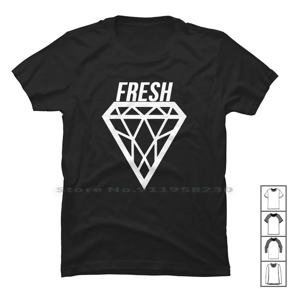 Футболка с белыми бриллиантами Fresh To Death 100% хлопок со слоганом символом