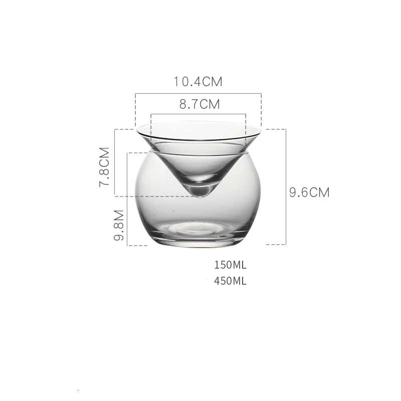 150ml and 450ml Оригинальность Iced Cocktail Martini стеклянный набор конусная Сфера Tipsy ночной клуб бар Гавайские пляжные TIKI специальная чашка для напитков Прямая поставка - Цвет: 150ml and 450ml