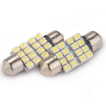 

1 Pair Auto Bulb Torpedo 16 SMD LED White 12V 36MM