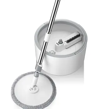 

Magic Microfiber Mop With Round Bucket Adjustable Handle Household Sweeper Tile Cleaner Carton Flow System 360 Cleaning Tools
