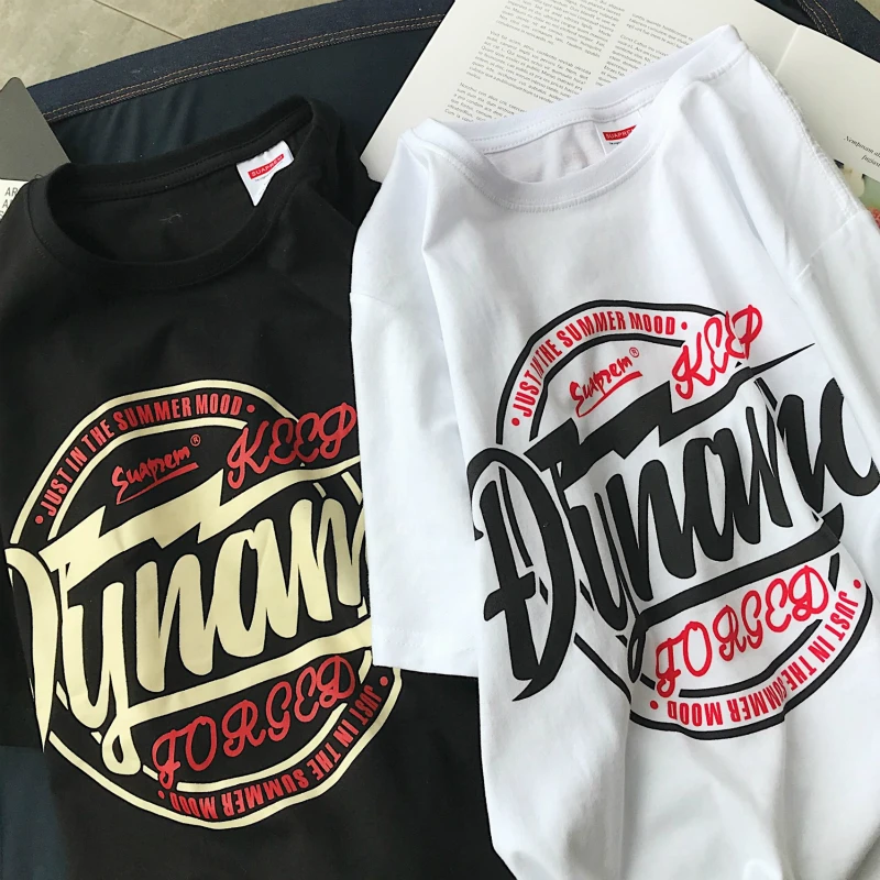 Summer New Hip-hop Jacket Street Fashion Short-sleeved T-shirt for Couples with Printed Letters Summer New Hip-hop Jacket Street Fashion Short-sleeved T-shirt for Couples with Printed Letters