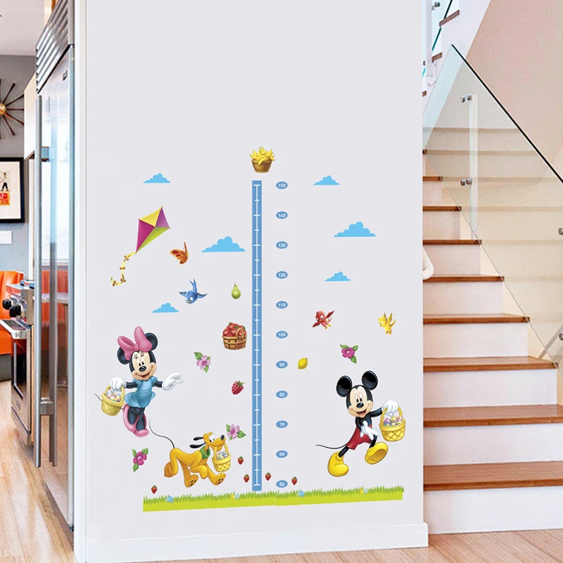 

cartoon minnie mickey mouse growth chart height measure kids baby nursery bedroom wall sticker decorative home decals diy decor